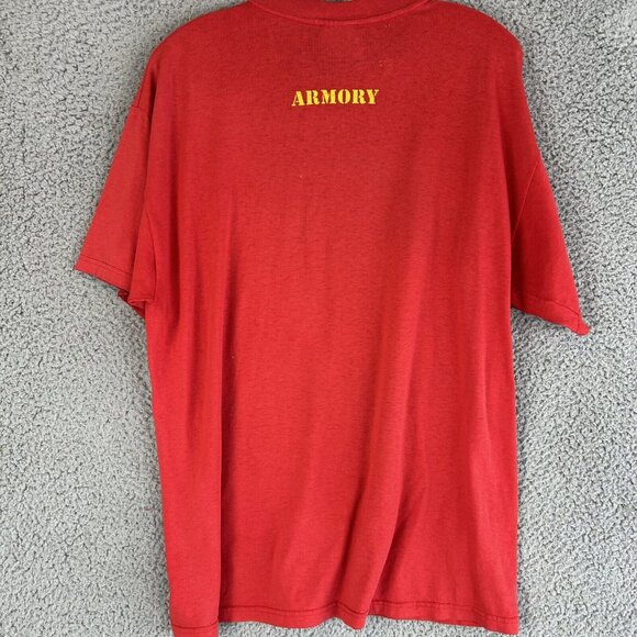Vintage Armory Japan T-Shirt Yellow Spell-Out Large Single Stitch 90s Men’s Red - Picture 2 of 5